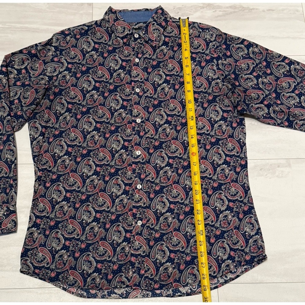 Cremieux Premium Denim Multicolor Paisley Button Down Long Sleeve Flip Cuff L - Picture 6 of 8